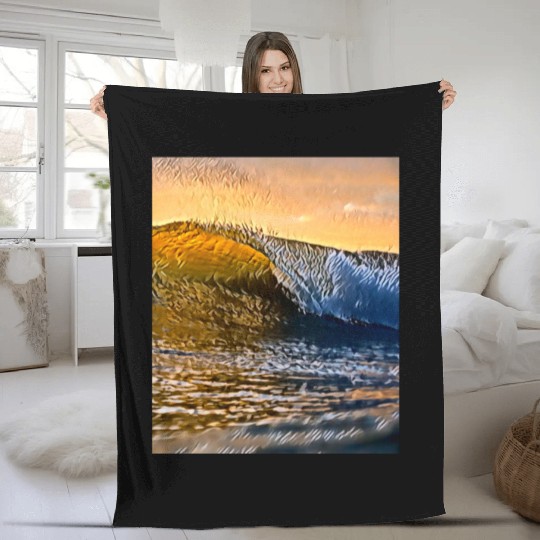 Ocean waves Fleece Blankets
