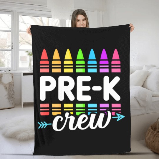 Pre-K Crew Teacher Team Squad Hello Back School Gr Fleece Blankets