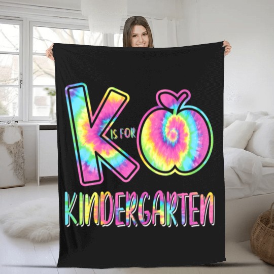 K Is For Kindergarten Tie Dye Teacher Back to Scho Fleece Blankets