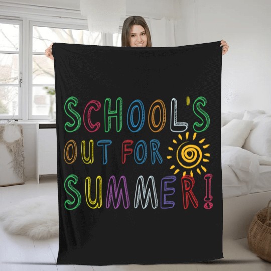 School's Out For Summer Funny Teacher Last Day Of Fleece Blankets