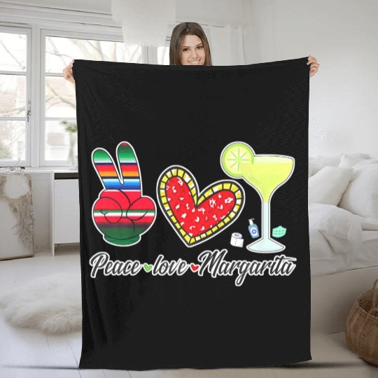 Peace Love Margarita for Plus Size Fleece Blankets