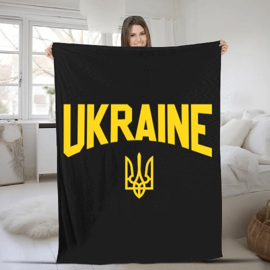52373 Ukraine Flag Trident Fleece Blankets