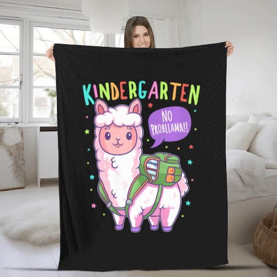 Llama Kindergarten No Probllama Back To School Fleece Blankets