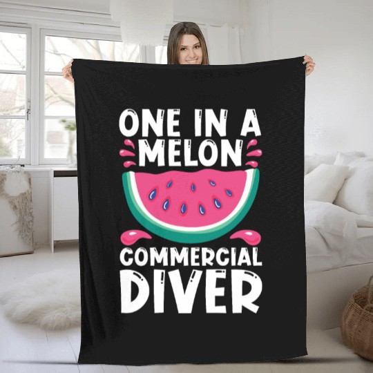 Diving Diver Melon Commercial Diving Fleece Blankets