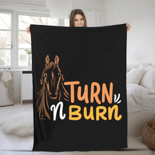 Equestrian Fun Barrel Racing Turn N Burn Fleece Blankets