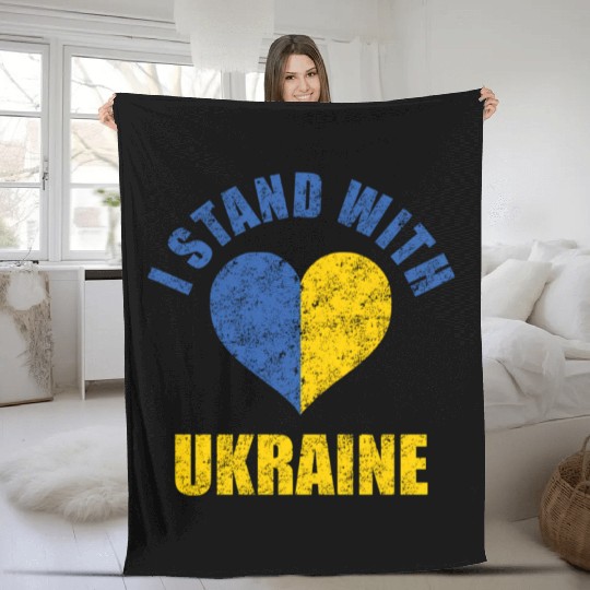 Support Ukraine I Stand With Ukraine Ukrainian Fleece Blankets