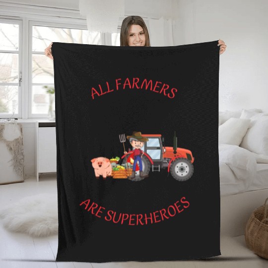 All farmers are superheroes Fleece Blankets