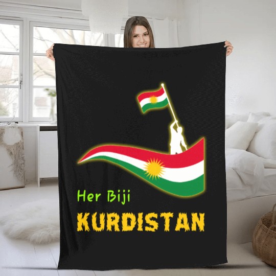 Kurdishkurd Kurdistan Flag Fleece Blankets