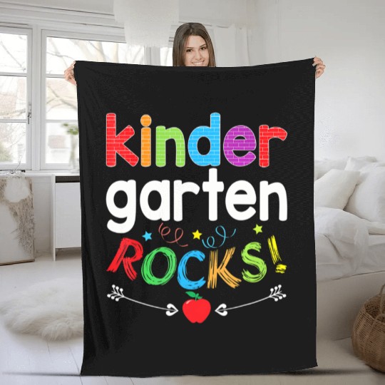 Kindergarten Rocks Back To School Kid Teacher Stud Fleece Blankets