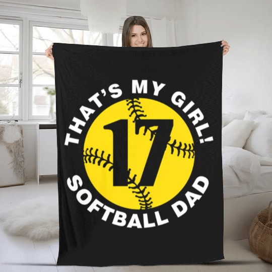 That'S My 17 Softball Dad Father'S Day Fast Pitch Fleece Blankets