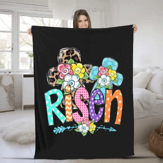Happy Easter For Christian Mom He Is Risen Leopard Fleece Blankets