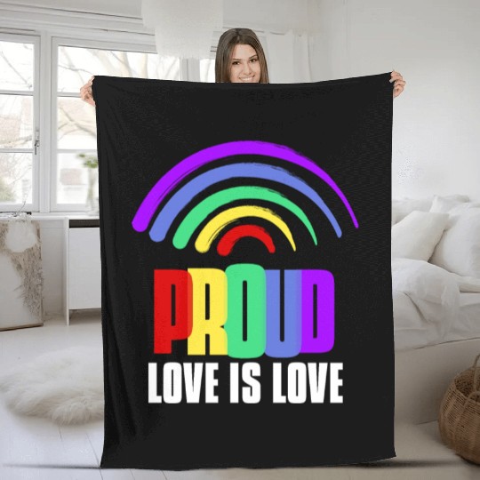 Love is Love Fleece Blankets Gay Pride Day Rainbow Proud