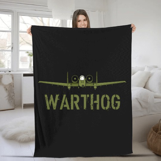 Olive Green A-10 Warthog Art-Usa Military Jets Fleece Blankets