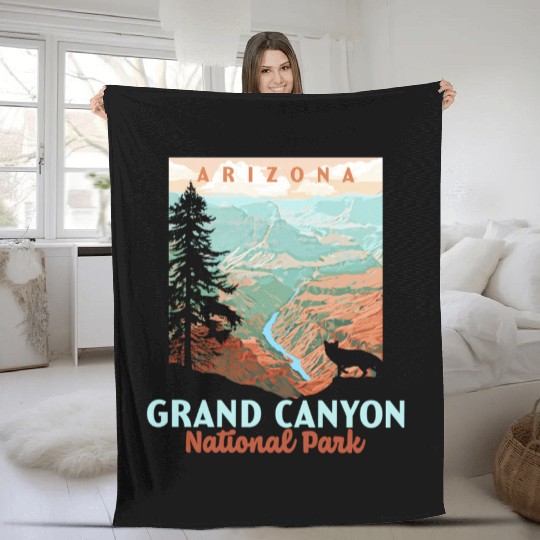 Grand Canyon National Park Arizonna Wpa Style Fleece Blankets