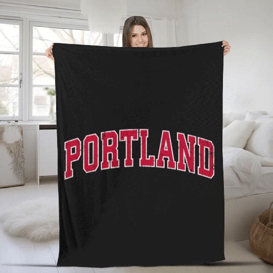 Portland Oregon Or Sports Red Fleece Blankets