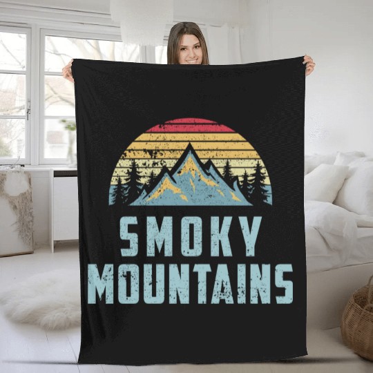 Retro Great Smoky Mountains National Park Fleece Blankets