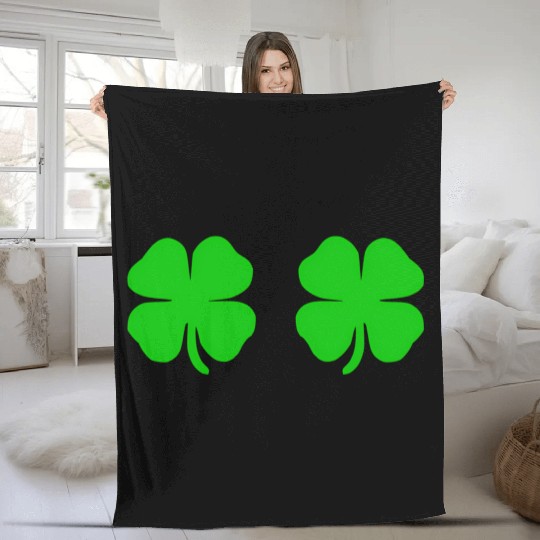 Shamrock Boobs St Patrick'S Day Fleece Blankets
