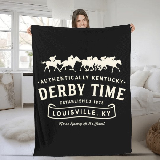 Derby Time Louisville Kentucky Horse Racing Fleece Blankets