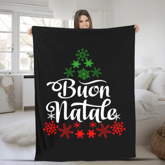 Italian Buon Natale Snowflake Italy Tree Fleece Blankets