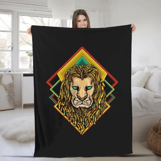 Lion King of Reggae Jungle Fleece Blankets