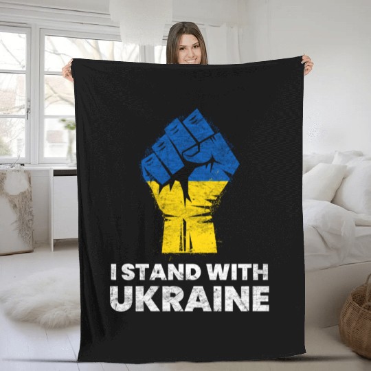 Ukrainian Flag I Stand With Ukraine Flag Fleece Blankets