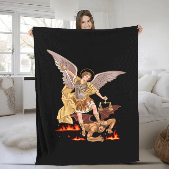 St Michael The Archangel Fleece Blankets