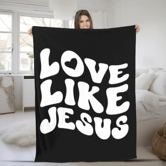 Catholic Christian Love Like Jesus Preppy Groovy Fleece Blankets