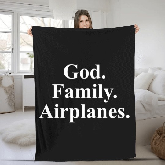 God Family Airplanes Aviation Fleece Blankets