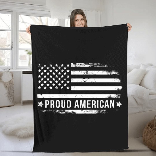I Am A Proud American And Patriot Fleece Blankets