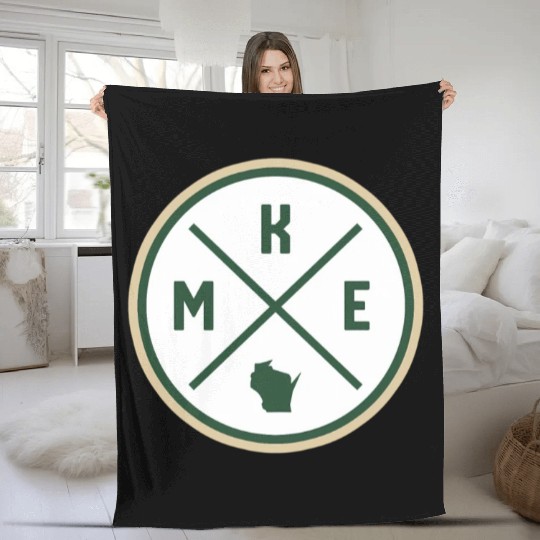 Milwaukee Circle Patch Green Fleece Blankets