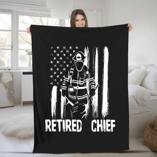 Retired Fire Chief Firefighter Fire Fleece Blankets