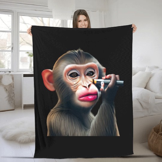 Make-up monkey Fleece Blankets