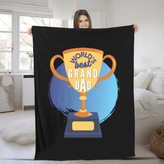 World s Best Grandad Trophy Fleece Blankets