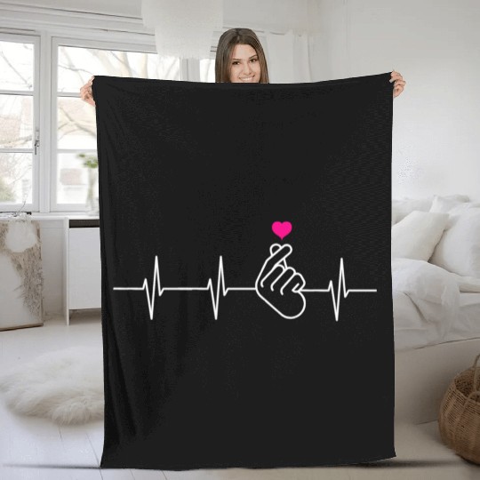 K-Pop Heartbeat K-Drama Heart Hand Korean Pop Fleece Blankets