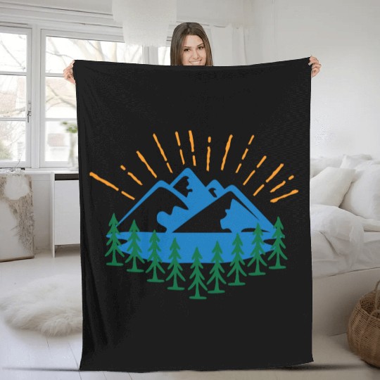 Blue Mountain And Forest Fleece Blankets
