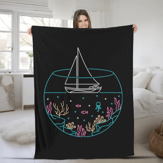 Sail To The Ocean Fleece Blankets