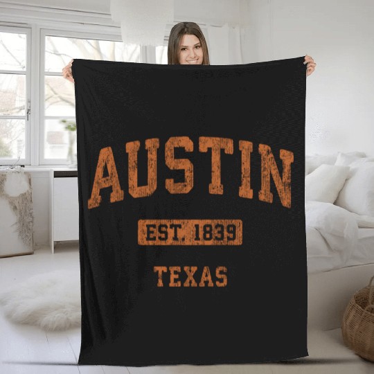 Austin Texas Tx Athletic Sports Fleece Blankets