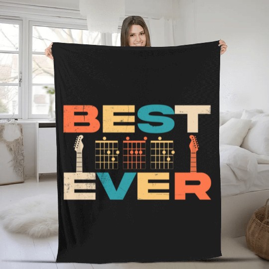 Best Dad Ever Guitar Chords Musician Funny Fathers Fleece Blankets