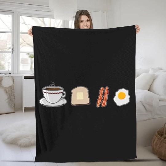 Breakfast Coffee Toast Bacon And Eggs Foodie Lover Fleece Blankets