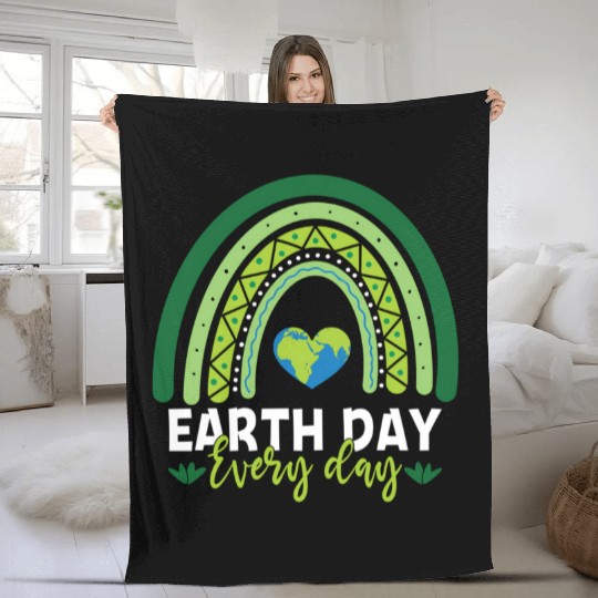 Earth Day Teacher Earth Day Everyday Rainbow Fleece Blankets