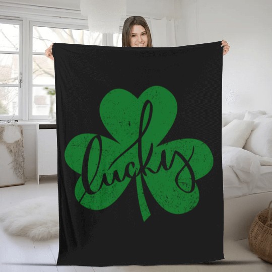 Lucky Shamrock St Patric Day With Shamrock And Fleece Blankets