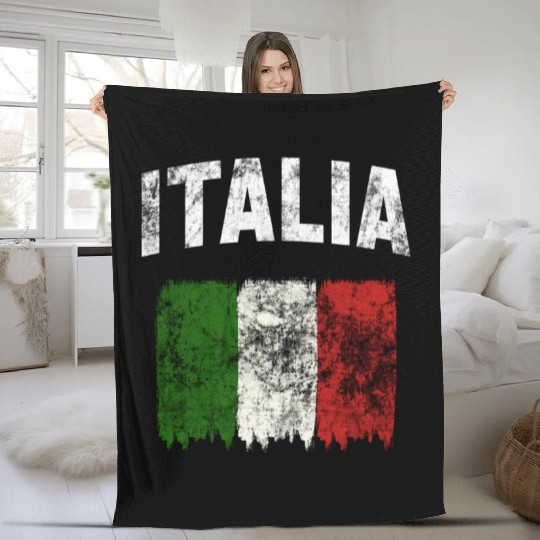 Italia - Distressed Italian Flag Fleece Blankets