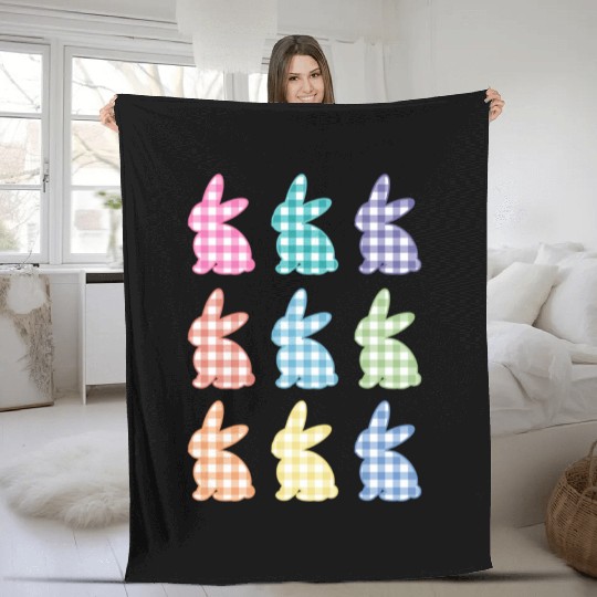 Easters For Plaid Easter Bunny Gingham Fleece Blankets