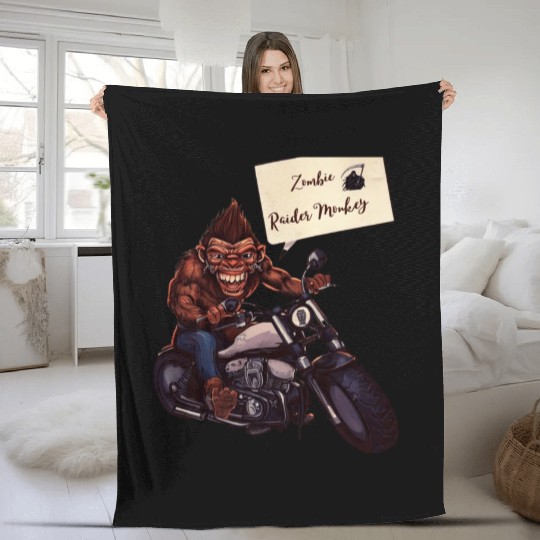 zombie Raider Monkey Fleece Blankets