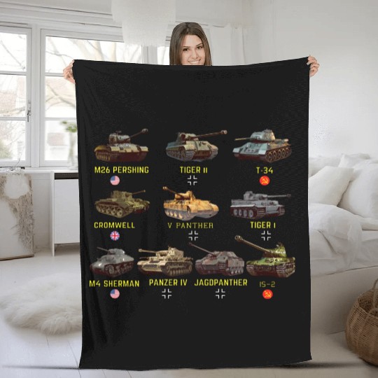 Top Ten Best Ww2 Tan M4 Sherman Panzer Iv Tiger Fleece Blankets
