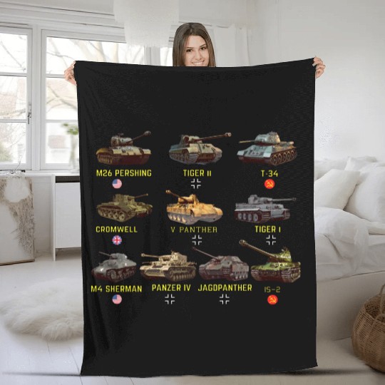 Top Ten Best Ww2 Tan M4 Sherman Panzer Iv Tiger Fleece Blankets