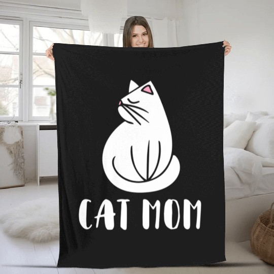 Cat Mom Kitty Cats Moms Crazy Cat Lady Fleece Blankets