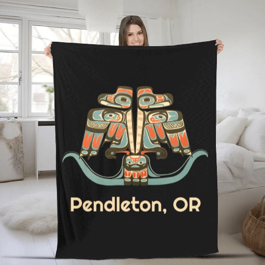 Pendleton Oregon Thunderbird Nw Native American Fleece Blankets