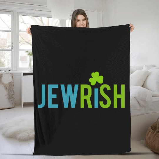 Jewish St Patric Day Shamrock Jewish Irish Fleece Blankets