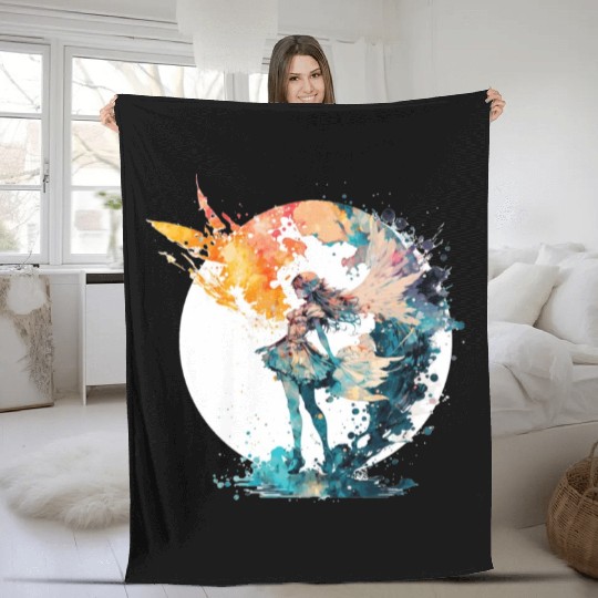 Watercolor Fairy Art Fairycore Grunge Pastel Goth Fleece Blankets